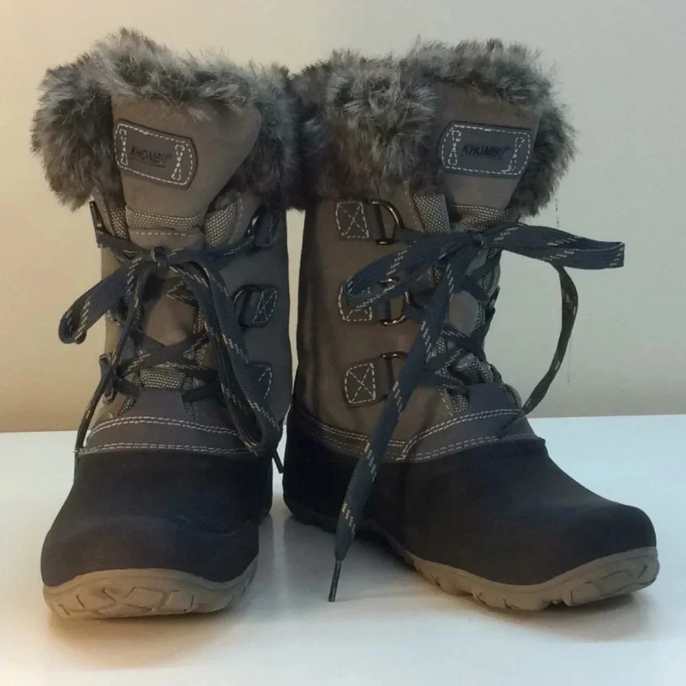 Khumbu Tan & Gray Suede Leather Faux Fur Boots